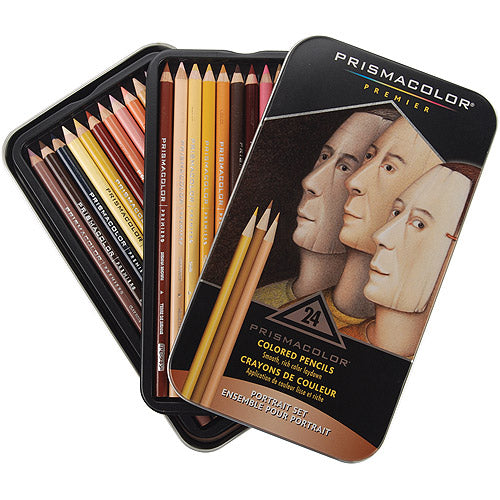 Prismacolor 24 Premier Portrait Colour Pencils Tin Skin Tones