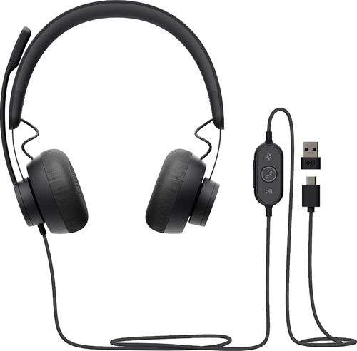 Logitech Zone 750 Wired USB Noise Cancelling on-Ear Headset - Black