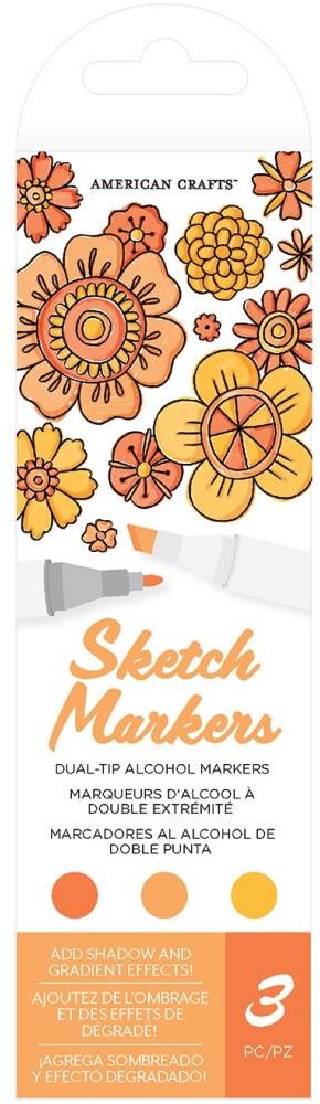 AC Sketch Markers Dual-Tip Alcohol Markers 3/Pkg-Sun Kissed
