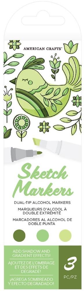 AC Sketch Markers Dual-Tip Alcohol Markers 3/Pkg-Frosted Sage