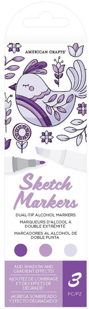 AC Sketch Markers Dual-Tip Alcohol Markers 3/Pkg-Violet Lace