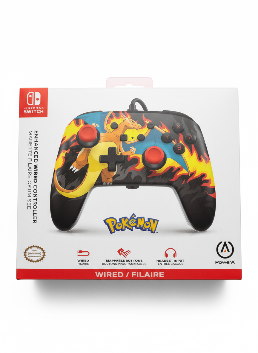 PowerA Enhanced Wired Controller for Nintendo Switch – Charizard Firestorm