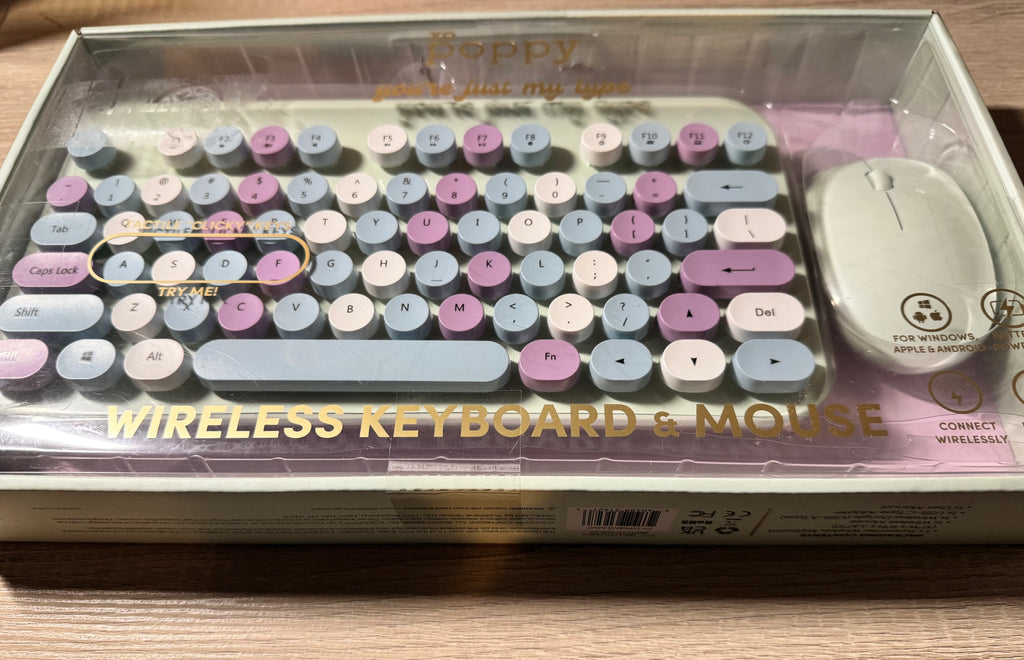 Poppy Wireless Keyboard and Mouse (purple, blue, white)