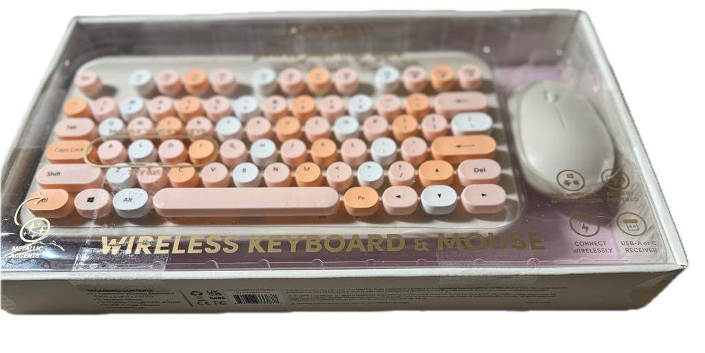 Poppy Wireless Keyboard and Mouse (pink, orange, white)