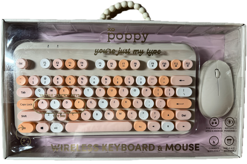 Poppy Wireless Keyboard and Mouse (pink, orange, white)