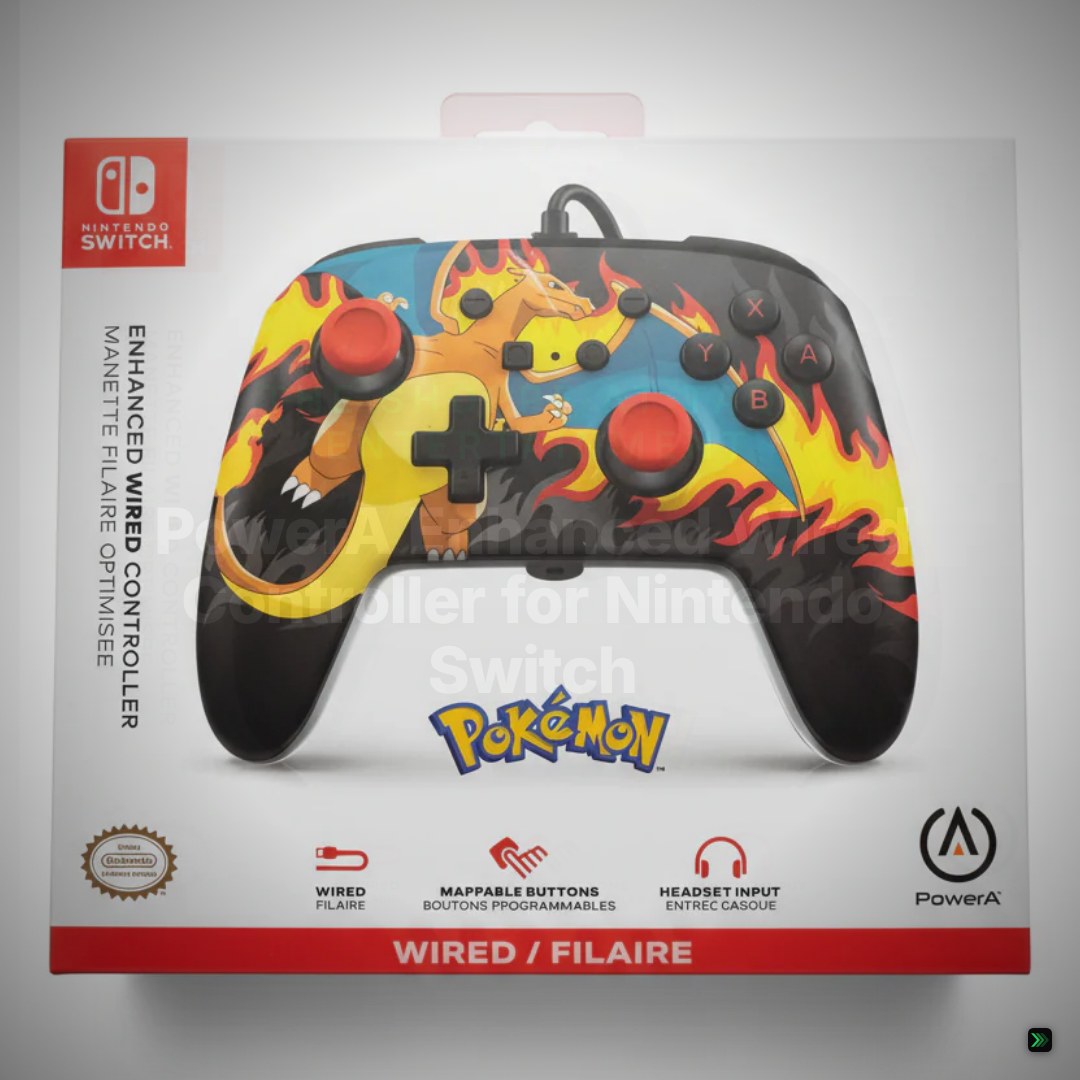 PowerA Enhanced Wired Controller for Nintendo Switch – Charizard Firestorm – Clean Showcase