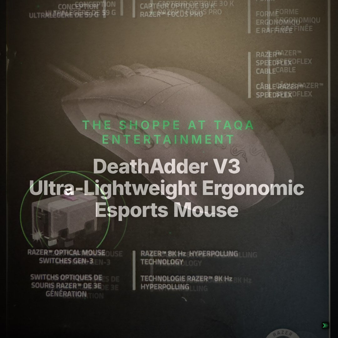 DeathAdder V3 Ultra-Lightweight Ergonomic Esports Mouse - Black (RZ01-04640100-R3U1) – Clean Showcase
