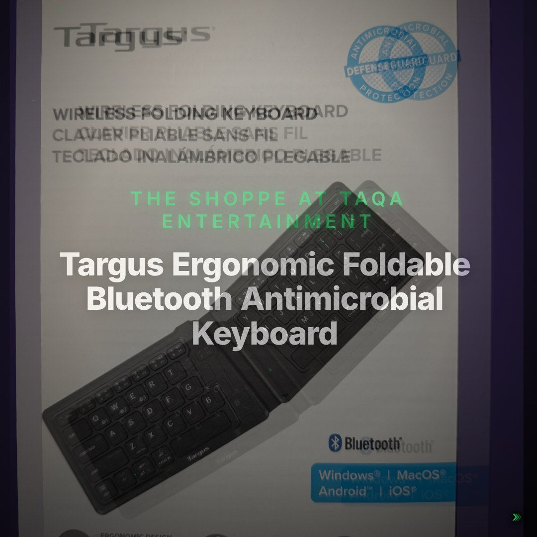 Targus Ergonomic Foldable Bluetooth Antimicrobial Keyboard, Compact Size, Black, AKF003US – Clean Showcase